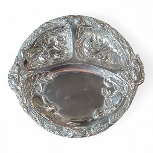 Arthur Court Bunny Divided‎ Serving Tray Aluminum 1997 Easter Platter Farmhouse
